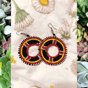 🖤❤️Seed Bead large circular earrings